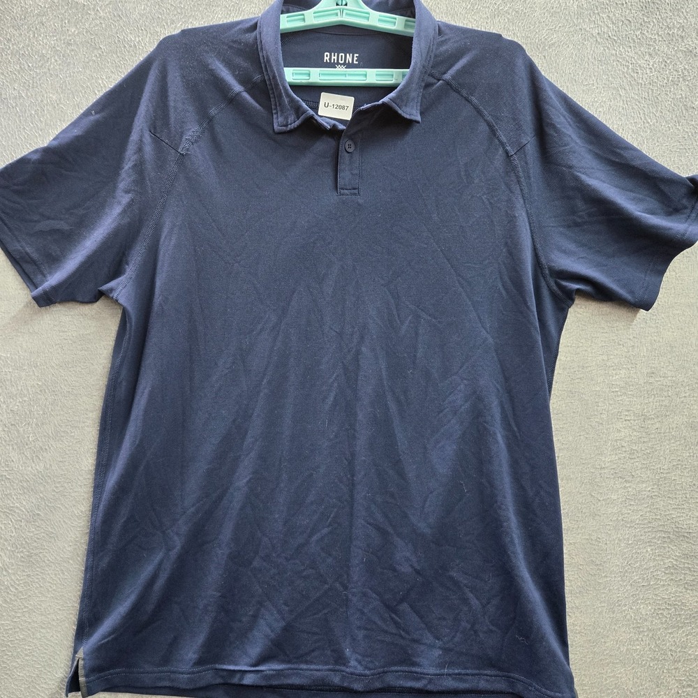 Rhone Men Polo Shirt Large Blue Short Sleeve‎